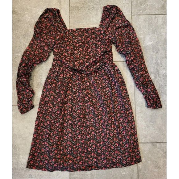 Express Dresses & Skirts - New Pink Black Ditsy Floral Long Sleeve Mini Dress Gap Sz XS